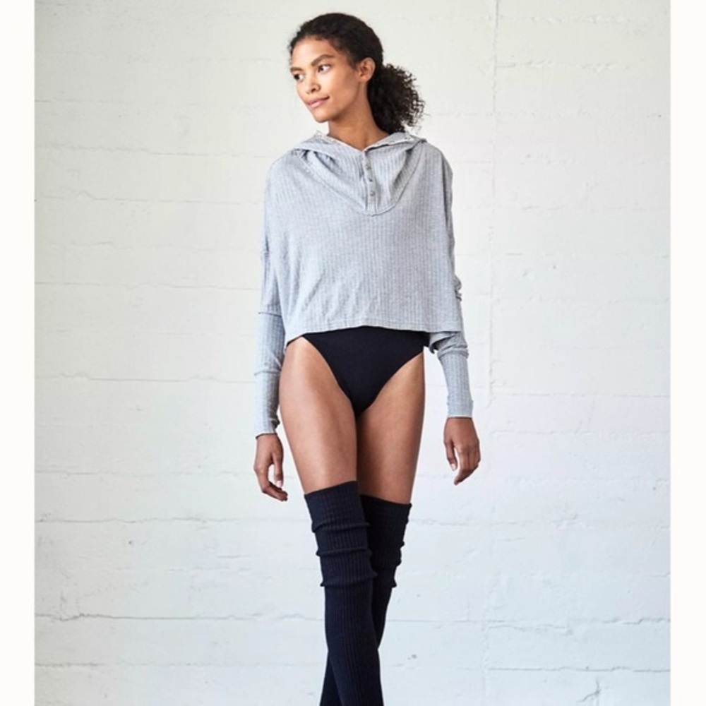 Free People Blissed Out Ribbed Henley - Gray
